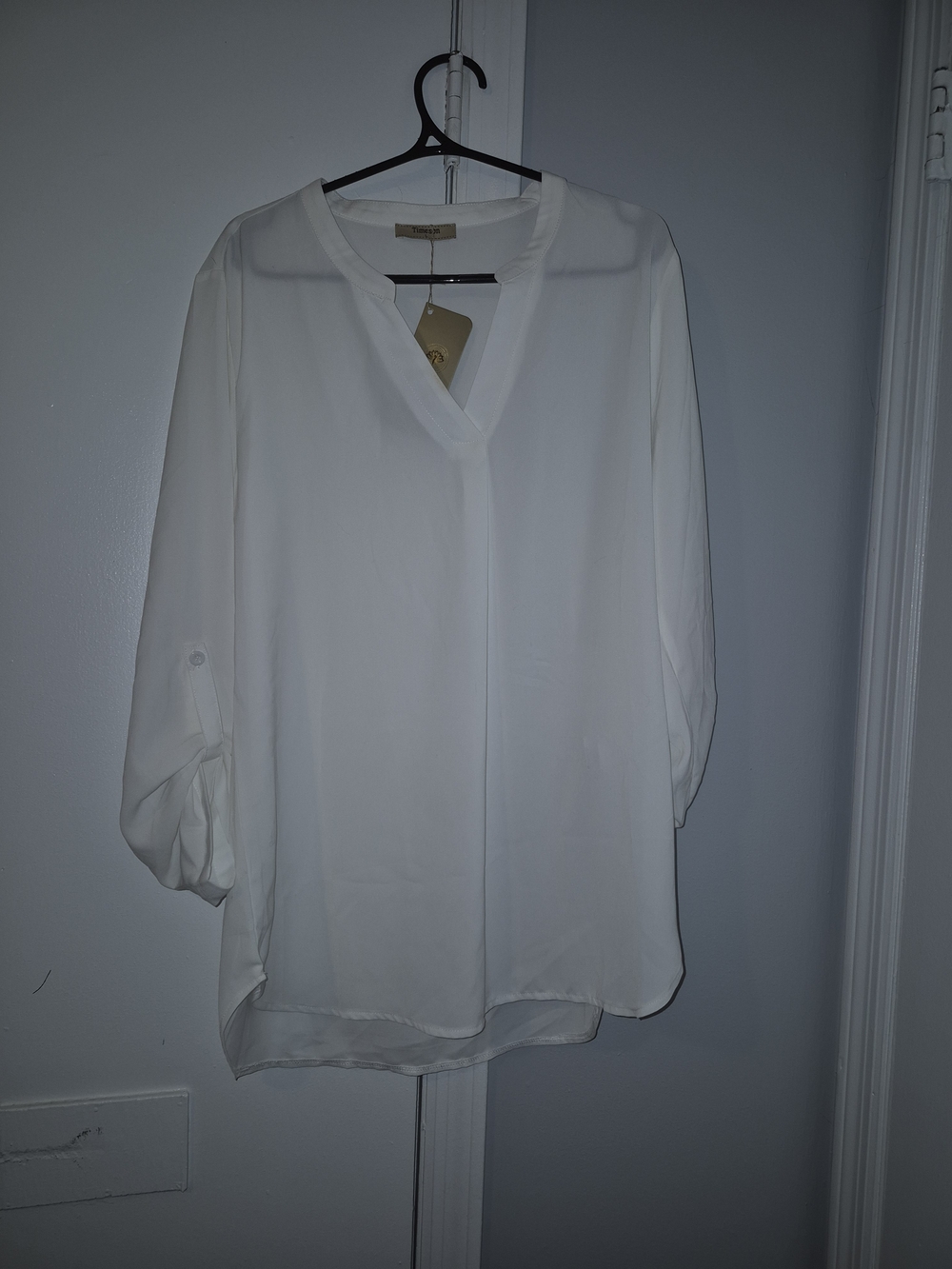 NWT Timeson White V-Neck Lightweight Blouse